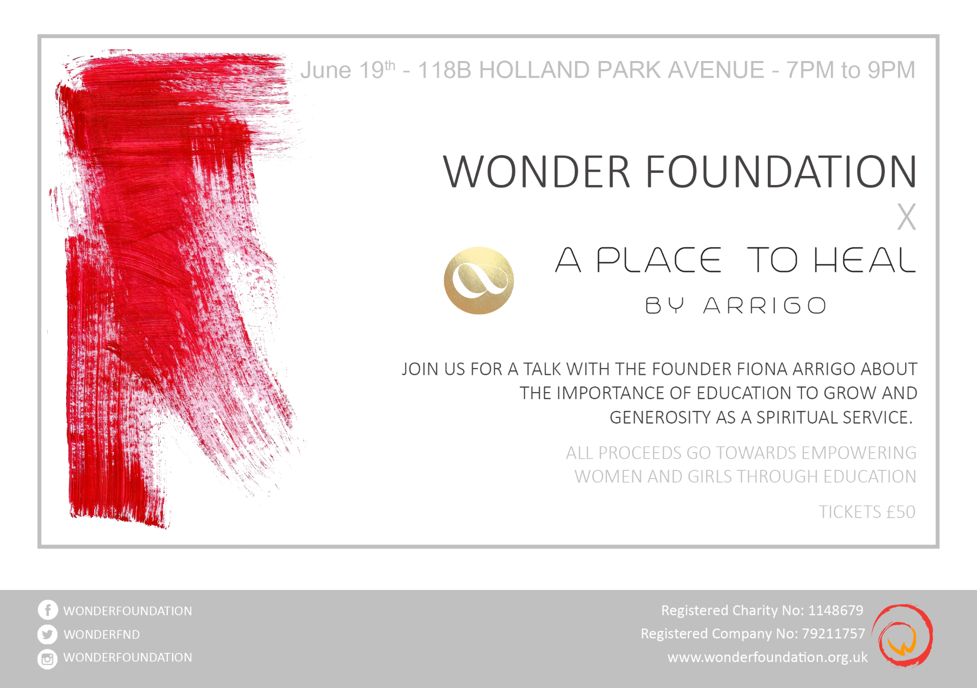 Wonder Foundation x A Place to Heal talk with Fiona Arrigo, Holland Park Avenue